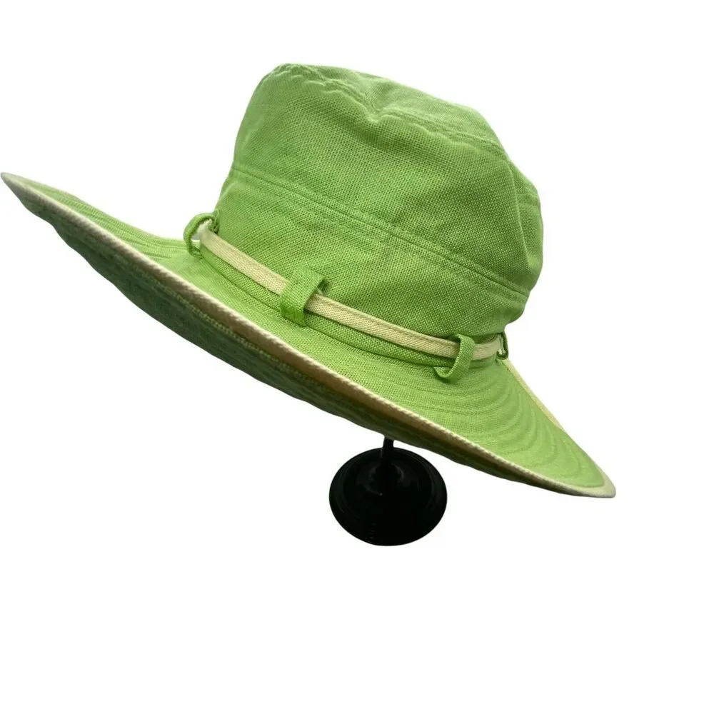 The Scala Collection Sun Hat Women's Green Cream Canvas Comfort Fitted One Size